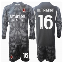 Maillot de football Réplique AC Milan Mike Maignan #16 Gardien de but Domicile Enfant 2024-25 Manche Longue (+ Pantalon court)