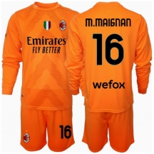 Maillot de football Réplique AC Milan Mike Maignan #16 Gardien de but Extérieur Enfant 2024-25 Manche Longue (+ Pantalon court)