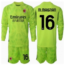 Maillot de football Réplique AC Milan Mike Maignan #16 Gardien de but Troisième Enfant 2024-25 Manche Longue (+ Pantalon court)