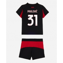 Maillot de football Réplique AC Milan Strahinja Pavlovic #31 Domicile Enfant 2025-26 Manche Courte (+ Pantalon court)
