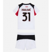 Maillot de football Réplique AC Milan Strahinja Pavlovic #31 Extérieur Enfant 2025-26 Manche Courte (+ Pantalon court)