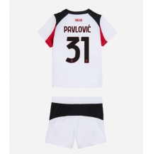 Maillot de football Réplique AC Milan Strahinja Pavlovic #31 Extérieur Enfant 2025-26 Manche Courte (+ Pantalon court)