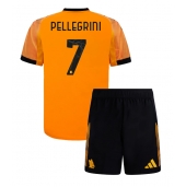 Maillot de football Réplique AS Roma Lorenzo Pellegrini #7 Extérieur Enfant 2025-26 Manche Courte (+ Pantalon court)