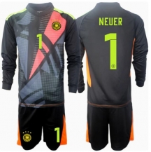 Maillot de football Réplique Allemagne Manuel Neuer #1 Gardien de but Domicile Enfant Europe 2024 Manche Longue (+ Pantalon court)