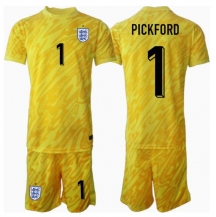 Maillot de football Réplique Angleterre Jordan Pickford #1 Gardien de but Extérieur Enfant Europe 2024 Manche Courte (+ Pantalon court)