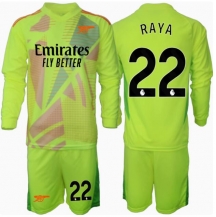 Maillot de football Réplique Arsenal David Raya #22 Gardien de but Domicile Enfant 2024-25 Manche Longue (+ Pantalon court)
