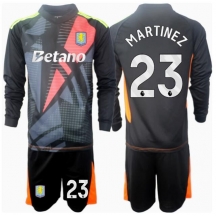 Maillot de football Réplique Aston Villa Emiliano Martinez #23 Gardien de but Extérieur Enfant 2024-25 Manche Longue (+ Pantalon court)