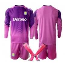 Maillot de football Réplique Aston Villa Gardien de but Troisième Enfant 2025-26 Manche Longue (+ Pantalon court)
