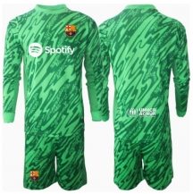 Maillot de football Réplique Barcelona Gardien de but Extérieur Enfant 2024-25 Manche Longue (+ Pantalon court)