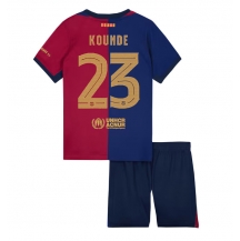 Maillot de football Réplique Barcelona Jules Kounde #23 Domicile Enfant 2024-25 Manche Courte (+ Pantalon court)