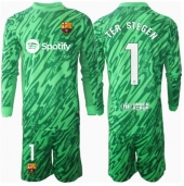 Maillot de football Réplique Barcelona Ter Stegen #1 Gardien de but Extérieur Enfant 2024-25 Manche Longue (+ Pantalon court)