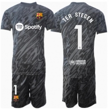 Maillot de football Réplique Barcelona Ter Stegen #1 Gardien de but Troisième Enfant 2024-25 Manche Courte (+ Pantalon court)