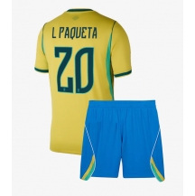 Maillot de football Réplique Brazil Lucas Paqueta #20 Domicile Enfant Mondial 2026 Manche Courte (+ Pantalon court)