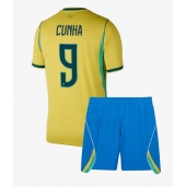 Maillot de football Réplique Brazil Matheus Cunha #9 Domicile Enfant Mondial 2026 Manche Courte (+ Pantalon court)