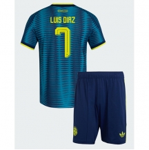Maillot de football Réplique Colombia Luis Diaz #7 Extérieur Enfant Mondial 2026 Manche Courte (+ Pantalon court)
