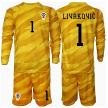 Maillot de football Réplique Croatie Dominik Livakovic #1 Gardien de but Domicile Enfant Europe 2024 Manche Longue (+ Pantalon court)