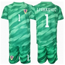 Maillot de football Réplique Croatie Dominik Livakovic #1 Gardien de but Extérieur Enfant Europe 2024 Manche Courte (+ Pantalon court)