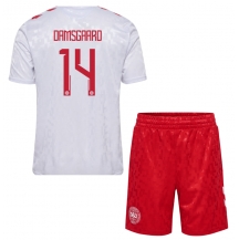 Maillot de football Réplique Danemark Mikkel Damsgaard #14 Extérieur Enfant Europe 2024 Manche Courte (+ Pantalon court)