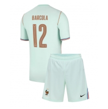 Maillot de football Réplique France Bradley Barcola #12 Extérieur Enfant Mondial 2026 Manche Courte (+ Pantalon court)