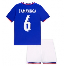 Maillot de football Réplique France Eduardo Camavinga #6 Domicile Enfant Europe 2024 Manche Courte (+ Pantalon court)