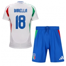 Maillot de football Réplique Italie Nicolo Barella #18 Extérieur Enfant Europe 2024 Manche Courte (+ Pantalon court)