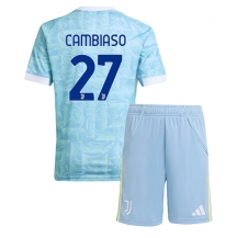 Maillot de football Réplique Juventus Andrea Cambiaso #27 Extérieur Enfant 2025-26 Manche Courte (+ Pantalon court)