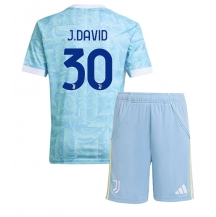 Maillot de football Réplique Juventus Jonathan David #30 Extérieur Enfant 2025-26 Manche Courte (+ Pantalon court)