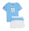 Maillot de football Réplique Manchester City Jeremy Doku #11 Domicile Enfant 2025-26 Manche Courte (+ Pantalon court)