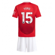 Maillot de football Réplique Manchester United Leny Yoro #15 Domicile Enfant 2024-25 Manche Courte (+ Pantalon court)