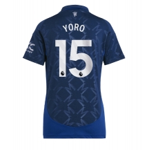 Maillot de football Réplique Manchester United Leny Yoro #15 Extérieur Femme 2024-25 Manche Courte