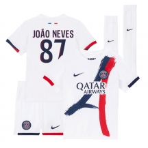 Maillot de football Réplique Paris Saint-Germain Joao Neves #87 Extérieur Enfant 2025-26 Manche Courte (+ Pantalon court)
