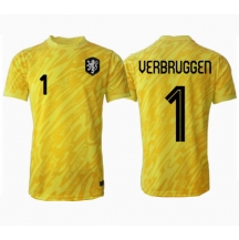Maillot de football Réplique Pays-Bas Bart Verbruggen #1 Gardien de but Extérieur Europe 2024 Manche Courte