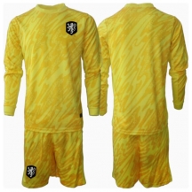 Maillot de football Réplique Pays-Bas Gardien de but Extérieur Enfant Europe 2024 Manche Longue (+ Pantalon court)
