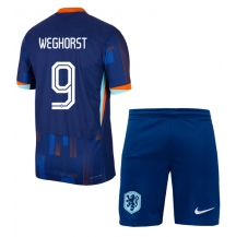Maillot de football Réplique Pays-Bas Wout Weghorst #9 Extérieur Enfant Europe 2024 Manche Courte (+ Pantalon court)
