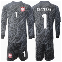 Maillot de football Réplique Pologne Wojciech Szczesny #1 Gardien de but Extérieur Enfant Europe 2024 Manche Longue (+ Pantalon court)