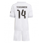 Maillot de football Réplique Real Madrid Aurelien Tchouameni #14 Domicile Enfant 2025-26 Manche Courte (+ Pantalon court)