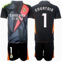 Maillot de football Réplique Real Madrid Thibaut Courtois #1 Gardien de but Extérieur Enfant 2024-25 Manche Courte (+ Pantalon court)