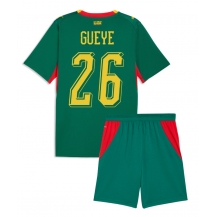 Maillot de football Réplique Senegal Pape Gueye #26 Extérieur Enfant Mondial 2026 Manche Courte (+ Pantalon court)